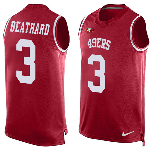 Nike 49ers #3 C.J. Beathard Red Team Color Men's Stitched NFL Limited Tank Top Jersey - Click Image to Close